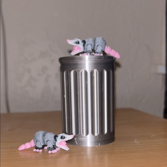 3d Printed Tiny Opossums with garbage can - Picture 1 of 8